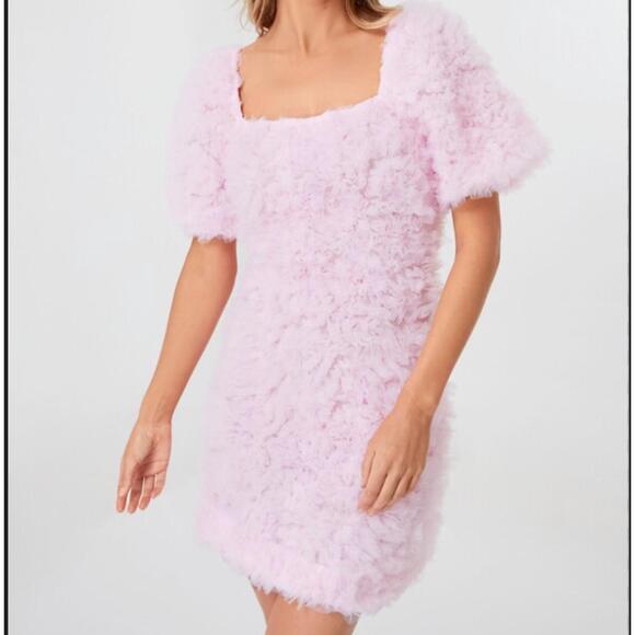 HYACINTH HOUSE light pink Cora 3D floral mini dress sz L NWT